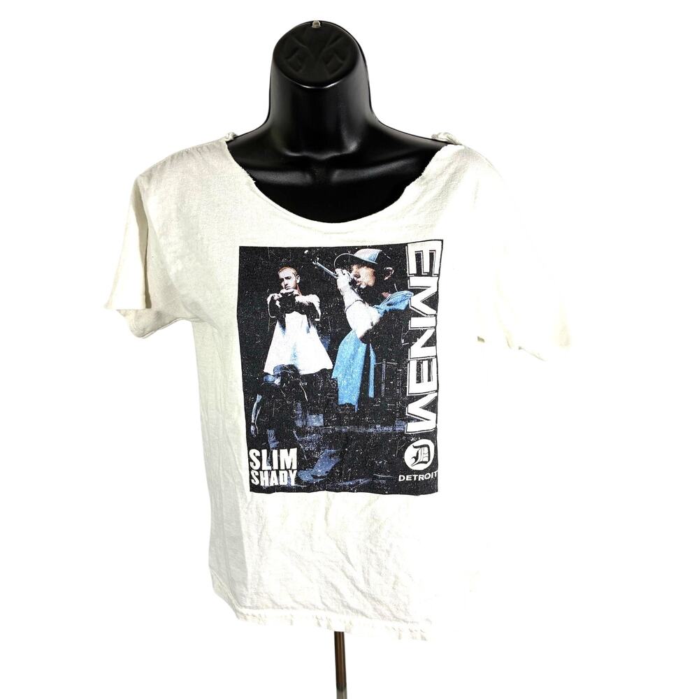 Eminem Slim Shady Detroit Graphic T Shirt White Cut Neck